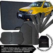 Kit Acessórios Ecosport 2003 a 2014 Tapete Emborrachado + Porta Malas + 5 Capas de Cinto Segurança