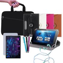 Kit Acessórios Essenciais p/ Tablet Vision Tab 10: Capa 360, Luva, Película, Caneta, Fone