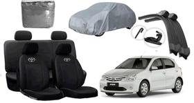Kit Acessórios Etios 12-16: Capa de Couro, Cobertura e Limpador de Parabrisa Kit Acessórios Etios 12-16: Capa de Couro, Cobertura e Limpador de Parabrisa