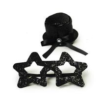 Kit Acessórios Fantasia Chapéu com Presilha e Óculos Estrela Preto Brilhante 02 pcs Festa Carnaval Kit Acessórios Fantasia Chapéu com Presilha e Óculos Estrela Preto Brilhante 02 pcs Festa Carnaval