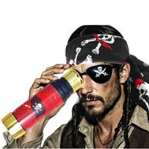 Kit Acessórios Fantasia Pirata Festa Carnaval: Bandana + Tapa Olho + Monóculo = 3 Produtos Temáticos
