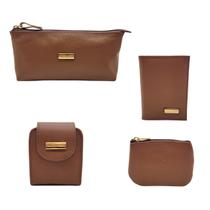 Kit Acessórios Femininos em Couro Necessaire Porta Cartões Porta Batom Porta Moedas