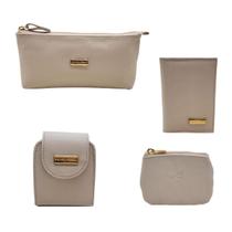 Kit Acessórios Femininos em Couro Necessaire Porta Cartões Porta Batom Porta Moedas