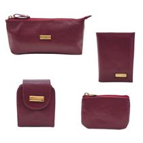 Kit Acessórios Femininos em Couro Necessaire Porta Cartões Porta Batom Porta Moedas