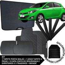 Kit Acessórios Hb20 2012 a 2018 Tapete Emborrachado + Porta Malas + 5 Capas de Cinto Segurança