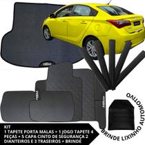 Kit Acessórios Hb20S 2012 a 2020 Tapete Emborrachado + Porta Malas + 5 Capas de Cinto Segurança