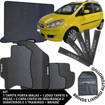 Kit Acessórios Idea 2005 a 2018 Tapete Emborrachado + Porta Malas + 5 Capas de Cinto Segurança