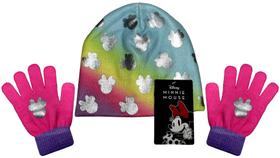 Kit Acessórios Inverno Infantil Menina Personagem Minnie Mouse - Colorido Tie-Dye - Disney : Touca Gorro + Luvas