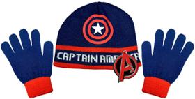 Kit Acessórios Inverno Infantil Menino Os Vingadores Avengers - Herói Capitão América - Azul - Marvel : Touca Gorro + Luvas
