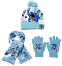 Kit Acessórios Inverno Infantil Para Criança Personagem Alienígena Stitch Azul Claro Lilo e Stitch Disney Touca, Luvas e Cachecol Kit Acessórios Inverno Infantil Para Criança Personagem Alienígena Stitch Azul Claro Lilo e Stitch Disney Touca, Luvas e Cachecol