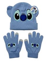 Kit Acessórios Inverno Infantil Para Criança Personagem Alienígena Stitch Azul Lilo e Stitch Disney Touca e Luvas