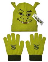 Kit Acessórios Inverno Infantil Para Criança Personagem Ogro Shrek Unissex Verde Touca e Luvas
