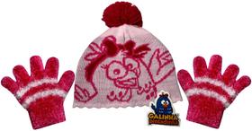 Kit Acessórios Inverno Para Bebê Menina Personagem Desenho Galinha Pintadinha - Rosa - Boneleska : Touca Gorro + Luvas