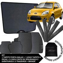 Kit Acessórios KA 2008 a 2014 Tapete Emborrachado + Porta Malas + 5 Capas de Cinto Segurança