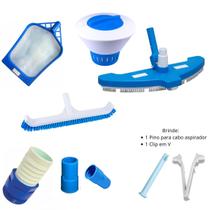 Kit Acessórios Limpeza de Piscina e Aspirador 3 Rodas Netuno