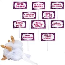 Kit Acessórios Noiva Despedida de Solteira Buquê + 10 Placas Decorativas