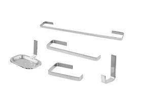 Kit acessórios p/ banheiro 5 peças square polido moderna metais