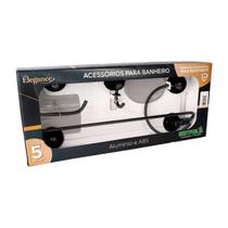 Kit Acessórios P/Banheiro 5pçs Elegance Parede Preto Estrela Kit Acessórios P/Banheiro 5pçs Elegance Parede Preto Estrela