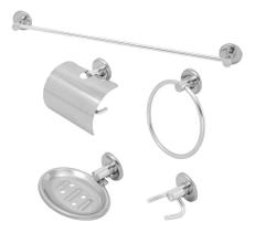 Kit Acessórios P/ Banheiro Aço Inox 6 Peças Reto Cromado