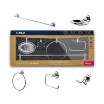 Kit Acessorios P/banheiro Metal Stilo Atlas 5pç 2 Unidades Kit Acessorios P/banheiro Metal Stilo Atlas 5pç 2 Unidades