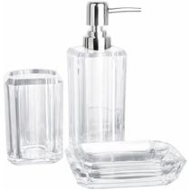 Kit Acessórios para Banheiro 3 Peças Porta Sabonete Dispenser Copo