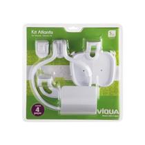 Kit Acessórios Para Banheiro 4 Peças Abs Branco Viqua Kit Acessórios Para Banheiro 4 Peças Abs Branco Viqua