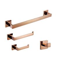 Kit Acessórios Para Banheiro 4 Peças Aço Inox 304 Rose Gold