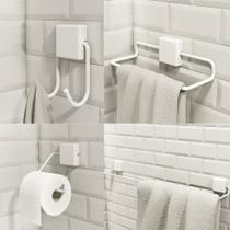 Kit Acessórios Para Banheiro 4 Peças Branco Aço - Plana Store