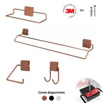 Kit Acessórios Para Banheiro 4 Peças Porta Toalha Gancho Papeleira