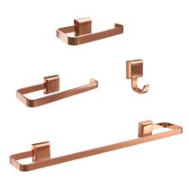 Kit Acessórios Para Banheiro 4 Peças Quadrado Rose Gold Kit Acessórios Para Banheiro 4 Peças Quadrado Rose Gold