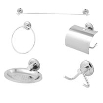 Kit Acessórios Para Banheiro 5 Peças Alumínio/Inox