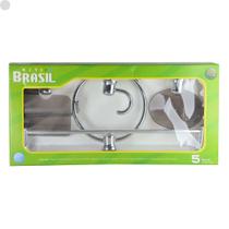 Kit Acessórios Para Banheiro 5 Peças Cromado Fumê RF Brasil