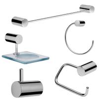 Kit acessórios para banheiro 5 peças cromado kimetais