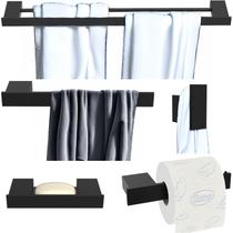 Kit Acessórios Para Banheiro 5 Peças Duplo Preto SF.Master