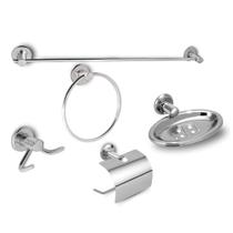 Kit Acessórios Para Banheiro 5 Peças Kit Stander Aço Inox Alumínio Metal Conjunto Completo Com Suporte Elegante