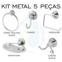 Kit Acessórios Para Banheiro 5 Peças Metal Cód. 8380