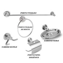 Kit Acessórios Para Banheiro 5 Peças Stander Aço Inox Alumínio Metal Conjunto Completo Para Banheiro