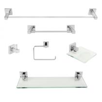 Kit Acessórios para Banheiro 6 Peças Inox Square Ducon Metais Kit Acessórios para Banheiro 6 Peças Inox Square Ducon Metais