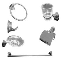 Kit Acessorios Para Banheiro 6 Pecas Moderno Luxo Liga De Zinco 3100 Luuk Young
