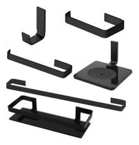 Kit Acessórios Para Banheiro 6 Peças Preto Fosco Exclusivo