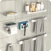Kit Acessórios Para Banheiro 7 Peças Branco ELG Kit Acessórios Para Banheiro 7 Peças Branco ELG