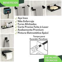 Kit Acessórios Para Banheiro 7 Peças Preto Elg - Metalcromo