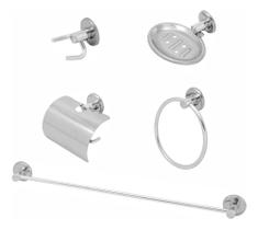 Kit Acessórios Para Banheiro Aço Inox 5 Peças
