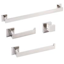 Kit Acessórios Para Banheiro Aço Inox Premium Cromado 4 Peças