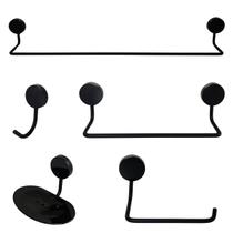 Kit Acessórios para Banheiro Alumínio Abs 5 Peças Preto