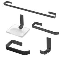 Kit Acessórios Para Banheiro Athena Em Vergalhão Preto Kit Acessórios Para Banheiro Athena Em Vergalhão Preto