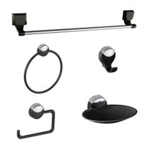 Kit Acessórios Para Banheiro Black 5 Peças Herc Kit Acessórios Para Banheiro Black 5 Peças Herc