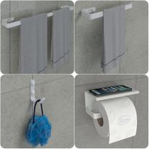 Kit Acessórios Para Banheiro Branco 4 Peças MAX - CromoShop Kit Acessórios Para Banheiro Branco 4 Peças MAX - CromoShop