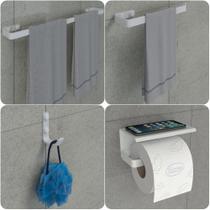 Kit Acessórios Para Banheiro Branco 4 Peças MAX - MetalCromo Kit Acessórios Para Banheiro Branco 4 Peças MAX - MetalCromo