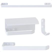 Kit Acessórios Para Banheiro Branco 4 Peças Zmt - CromoShop Kit Acessórios Para Banheiro Branco 4 Peças Zmt - CromoShop